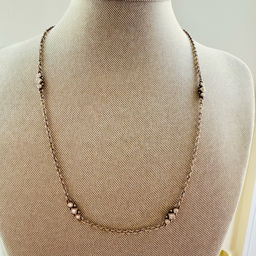 Judith Ripka Gold Over Silver Chain with Geometric CZ Stones Accents